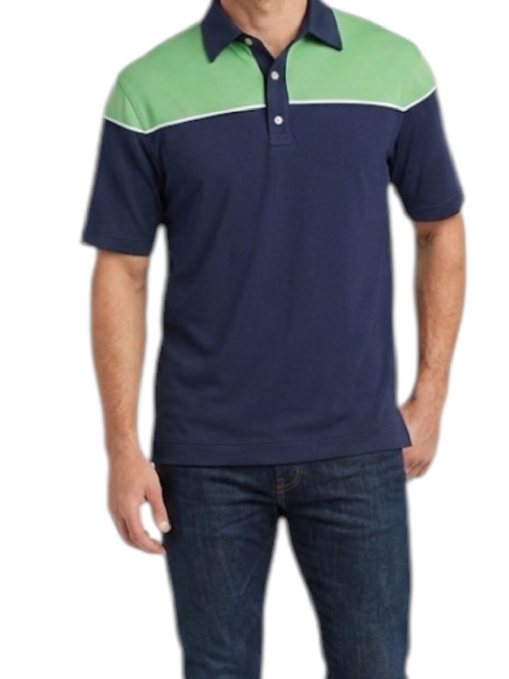 FootJoy FJ Green/Blue Colorblock Mens Golf Polo Shirt Performance Men Size Large